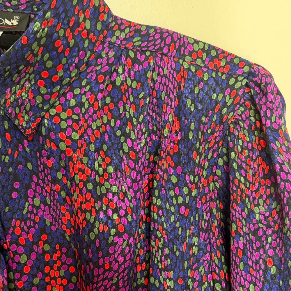 Vintage Notations Vibrant Patterned Button Down S… - image 4